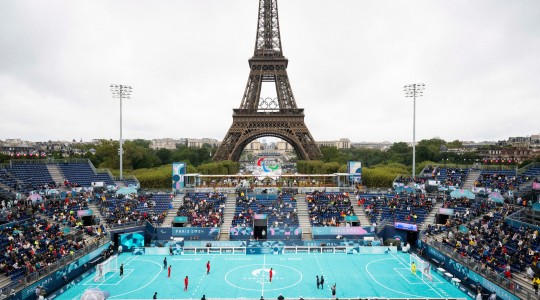 Une épreuve de cécifoot au stade Tour Eiffel le 5 septembre.